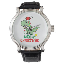 Vrolijke Kerstmis Dinosaurus Horloge