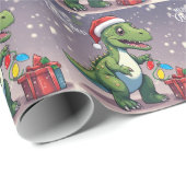 Vrolijke Kerstmis Dinosaurus met Cadeau Cadeaupapier (Rol Hoek)