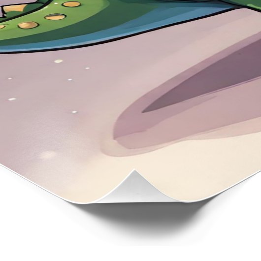 Vrolijke Kerstmis Dinosaurus met Cadeau Perfect Poster (Hoek)