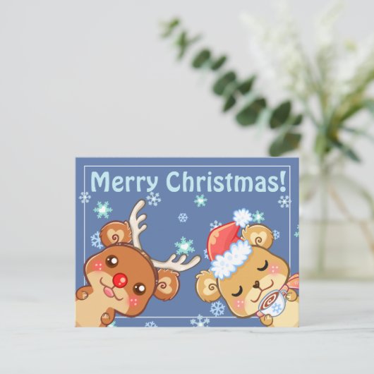 Vrolijke Kerstmis draagt Briefkaart (Staand voorkant)