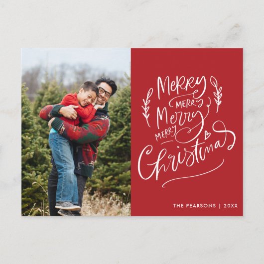 Vrolijke Kerstmis Eenvoudige Moderne Fotovakantie Feestdagenkaart (Voorkant)