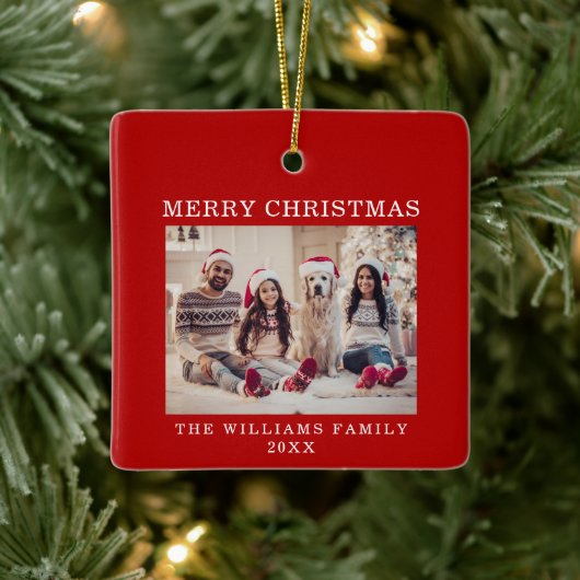 Vrolijke Kerstmis Eenvoudige Rode Vakantie Keramisch Ornament (Boom)