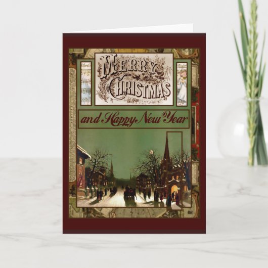 Vrolijke Kerstmis en een Gelukkig Nieuwjaar Feestdagen Kaart (Voorkant)