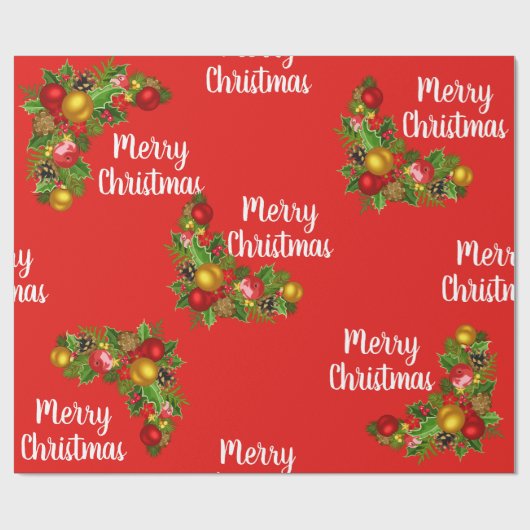 Vrolijke Kerstmis en Kleurrijke Decoraties Gift Wr Cadeaupapier (Vlak)