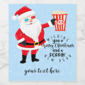 vrolijke kerstmis en poppins popcorn wijn etiket (Enkel label)