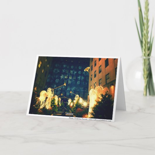 Vrolijke Kerstmis - Engelen en Sneeuwvlokken Feestdagen Kaart (Achterkant)