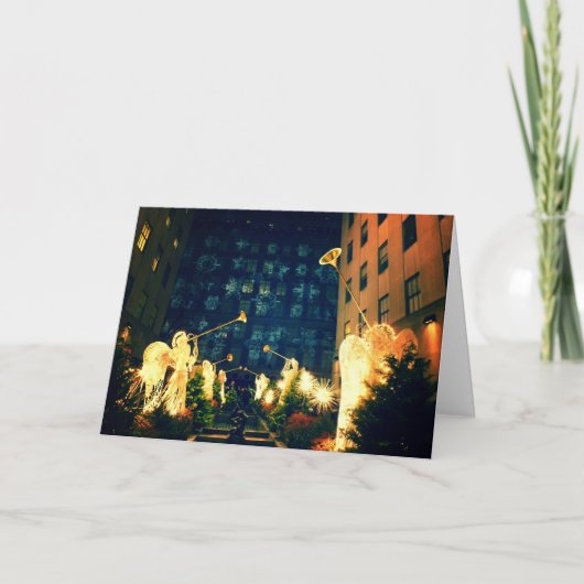 Vrolijke Kerstmis - Engelen en Sneeuwvlokken Feestdagen Kaart (Voorkant)