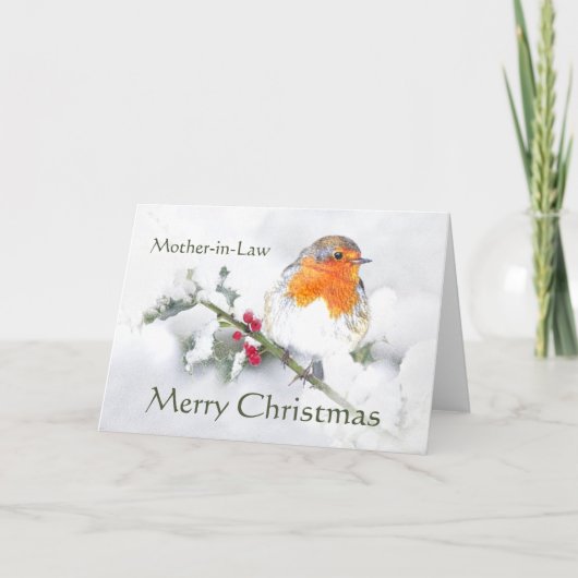 Vrolijke Kerstmis Engelse Robin Mother in de Vogel Feestdagen Kaart (Voorkant)