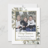 Vrolijke Kerstmis Eucalyptus & Golden Pine Foto Feestdagenkaart (Voorkant)