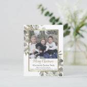 Vrolijke Kerstmis Eucalyptus & Golden Pine Foto Feestdagenkaart (Staand voorkant)