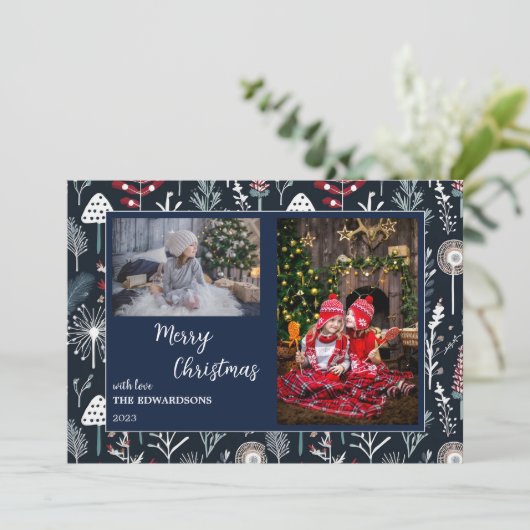 Vrolijke Kerstmis familie foto's Kerstkaart. (Staand voorkant)