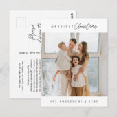 Vrolijke Kerstmis, Familiefoto, Seizoensgroet Briefkaart (Voorkant / Achterkant)