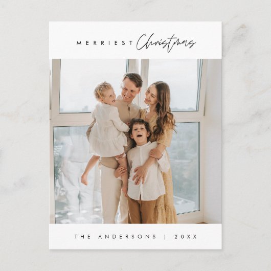 Vrolijke Kerstmis, Familiefoto, Seizoensgroet Briefkaart (Voorkant)