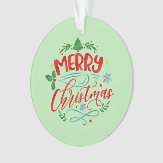 Vrolijke Kerstmis Feestelijke Boom Ornament (voorkant)
