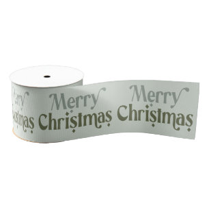 Vrolijke Kerstmis Feestelijke Groene Typografie Grosgrain Lint
