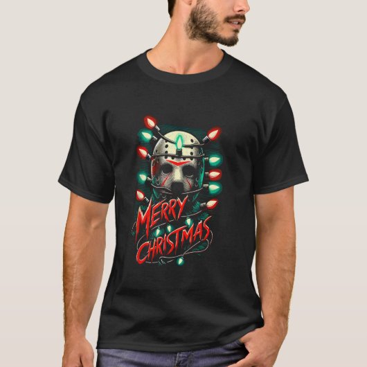 Vrolijke Kerstmis Feestelijke Slasher Candy Cane B T-shirt (Voorkant)