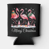 Vrolijke Kerstmis Flamingo Light Santa Hat Kerstmi Blikjeskoeler (Voorkant)