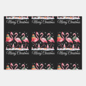 Vrolijke Kerstmis Flamingo Light Santa Hat Kerstmi Inpakpapier Vel (Voorkant)