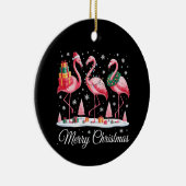 Vrolijke Kerstmis Flamingo Light Santa Hat Kerstmi Keramisch Ornament (Rechts)