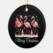 Vrolijke Kerstmis Flamingo Light Santa Hat Kerstmi Keramisch Ornament (Links)