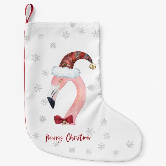 Vrolijke Kerstmis Flamingo Santa Moderne Kerstmis Kleine Kerstsok (Voorkant)