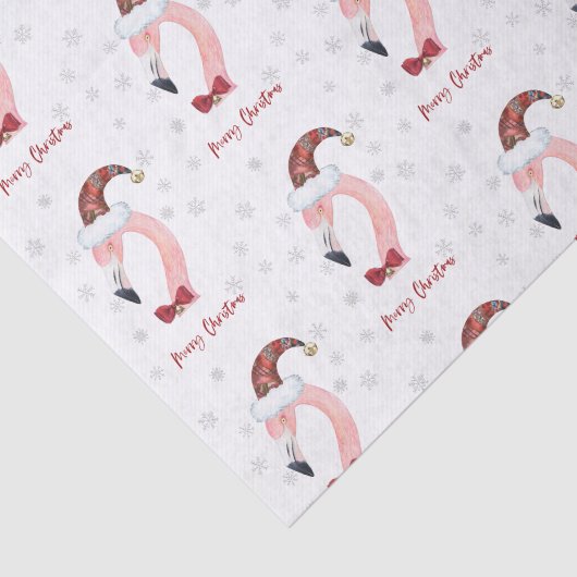 Vrolijke Kerstmis Flamingo Santa Moderne Kerstmis Tissuepapier (Detail)