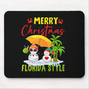 Vrolijke Kerstmis Florida Style Snowman Zomer Vaca Muismat