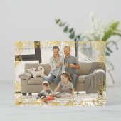 Vrolijke Kerstmis Foliage Fotokaart Folie Feestdagenkaart (Staand Voorkant)