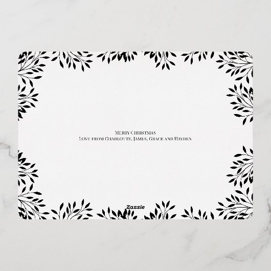 Vrolijke Kerstmis Foliage Fotokaart Folie Feestdagenkaart (Achterkant)