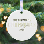 Vrolijke Kerstmis Foto Gouden Script Kalligrafie Keramisch Ornament