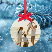 Vrolijke Kerstmis Foto Gouden Script Kalligrafie Keramisch Ornament