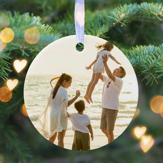 Vrolijke Kerstmis Foto Gouden Script Kalligrafie Keramisch Ornament