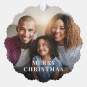 Vrolijke Kerstmis Foto Overlay Vakantie Ornament Kaart (Voorkant)