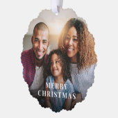 Vrolijke Kerstmis Foto Overlay Vakantie Ornament Kaart (Links)