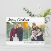 Vrolijke Kerstmis Fotokaart met Twee Afbeeldingen Feestdagenkaart (Staand voorkant)