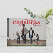 Vrolijke Kerstmis Fotokaart- Rood Kaart (Staand voorkant)