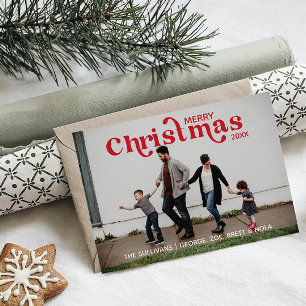 Vrolijke Kerstmis Fotokaart- Rood Kaart