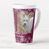 Vrolijke Kerstmis Furbabies Snowflakes bordeaux Latte Mok (Rechterhoek)