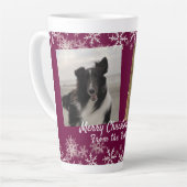 Vrolijke Kerstmis Furbabies Snowflakes bordeaux Latte Mok (Linkerhoek)