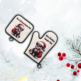 Vrolijke Kerstmis Gangster Stijl | Ovenwant & Pannenlap Set