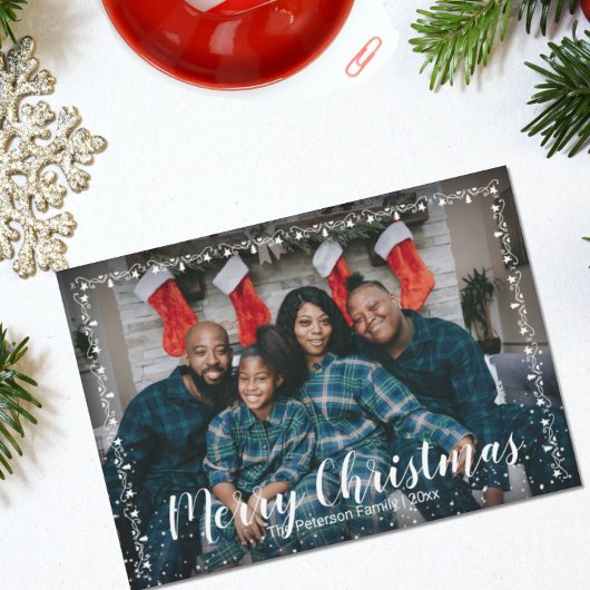 Vrolijke Kerstmis Garland bijgesneden Flat Foto Va Feestdagenkaart