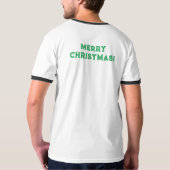 Vrolijke Kerstmis Gedrukte Wensen Viering Ringer T-shirt (Achterkant)