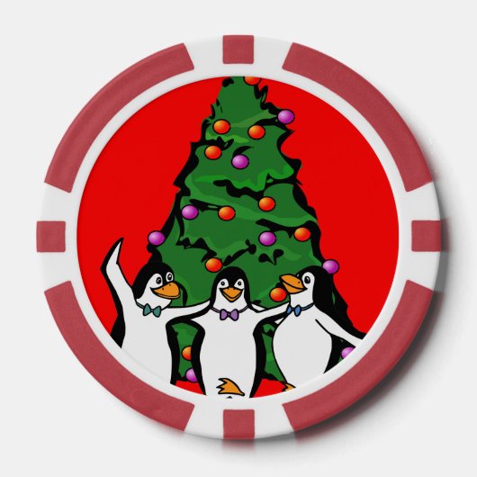 Vrolijke Kerstmis Gelukkige Pinguïns Poker Chips,  Chips (Voorkant)
