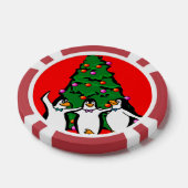Vrolijke Kerstmis Gelukkige Pinguïns Poker Chips,  Chips (Enkel)
