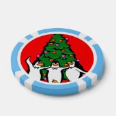 Vrolijke Kerstmis Gelukkige Pinguïns Poker Chips,  Chips (Enkel)
