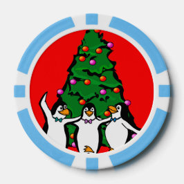 Vrolijke Kerstmis Gelukkige Pinguïns Poker Chips,  Chips