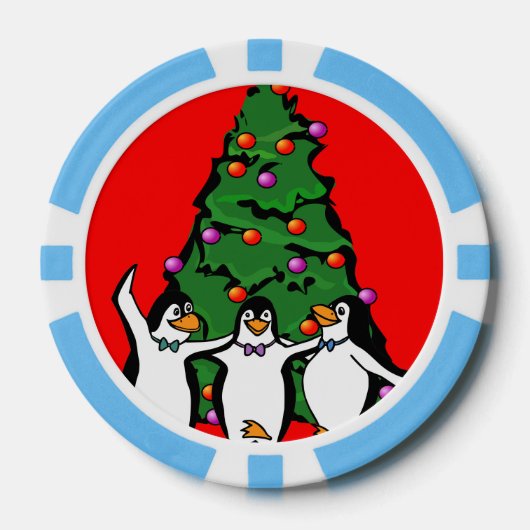 Vrolijke Kerstmis Gelukkige Pinguïns Poker Chips,  Chips (Voorkant)