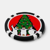 Vrolijke Kerstmis Gelukkige Pinguïns Poker Chips,  Chips (Enkel)
