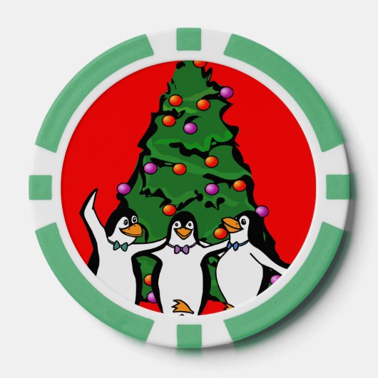 Vrolijke Kerstmis Gelukkige Pinguïns Poker Chips,  Pokerchips (Voorkant)