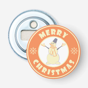 Vrolijke Kerstmis gelukkige sneeuwman beroemde kof Button Flesopener